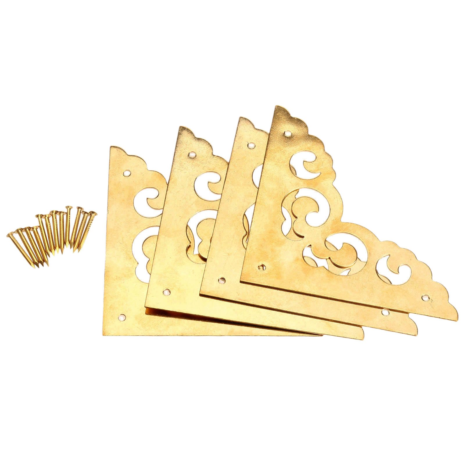 4 Pcs 2.5" Brass Flat Corners Bracket for Box Cabinet Decorative Furniture Hardware,Brass