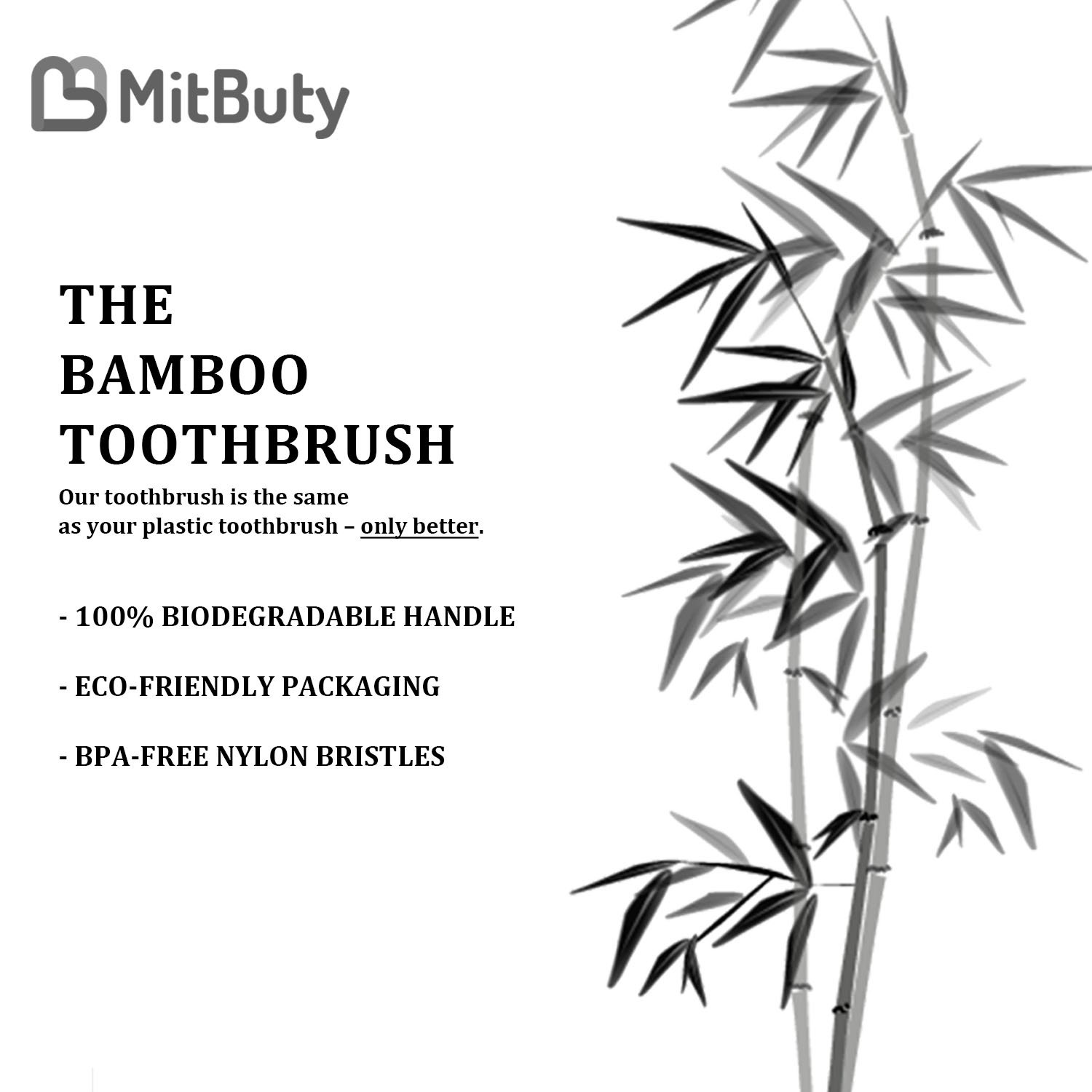 Natural Bamboo Toothbrush [8-Pack] Soft BPA Free Nylon Bristles & Individually Numbered Manual Toothbrushes by MitButy