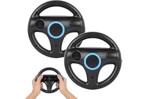 Steering Wheel for Wii Controller, PowerLead 2 pcs Racing Wheel Compatible with Mario Kart, Game Controller Wheel for Nintend