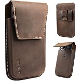 Gentlestache Leather Phone Holster for iPhone 17 16 15 14 Pro Max & Plus - Belt Clip Cell Phone Case for S25 S24 Ultra & Plus - Magnetic Closure Leather Belt Holder Pouch, XL, Darkbrown
