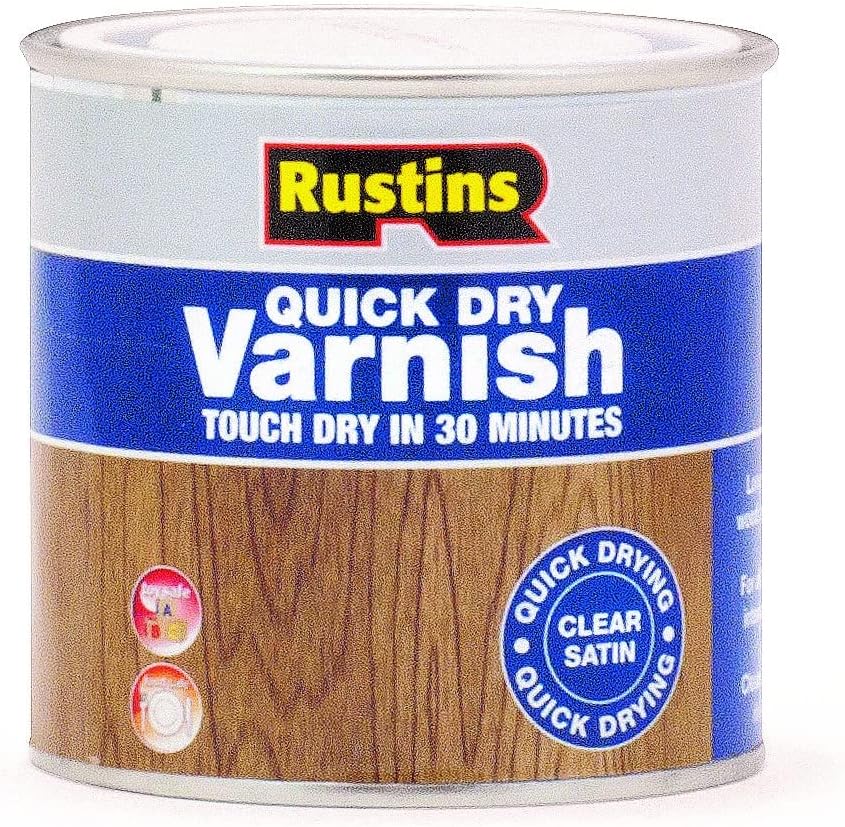 Rustins Quick Dry Varnish Satin Clear 250ml Water-Based Wood Finish