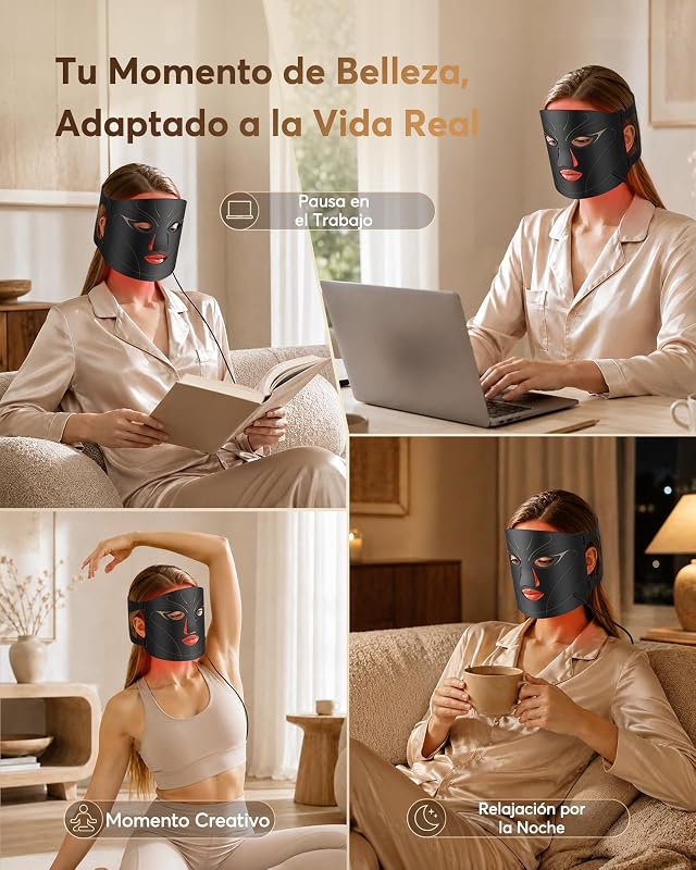 Máscara Facial LED com 4 Modos, 224 LEDs, Cuidados Domiciliários Todos