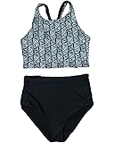 MOSHENGQI Women Vintage High Waisted Swimsuits Crop Top Beach Bathing Suits