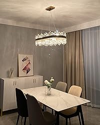Siljoy Modern Crystal Chandelier, Rectangular Gold