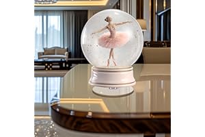 Pink Ballerina Snow Globe Rotating Acrylic Desktop Stress Relief Ornament, Suitable for Home Decor. Idea Gift for Christmas, 