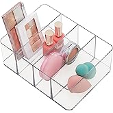 STORi 4-Compartment Clear Plastic Organizer, Rectangular Divided Makeup and Vanity Storage Bin, Use Upright for Eyeshadow Palettes, Made in USA