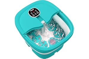 HOSPAN Collapsible Foot Spa Electric Rotary Massage, Foot Bath with Heat, Bubble, Remote, and 24 Motorized Shiatsu Massage Balls. Pedicure Foot Spa for Feet Stress Relief - FS02A