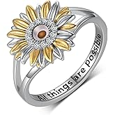Peireara Mustard Seed Ring 925 Sterling Silver Sunflower Mustard Seed Jewelry Faith Jewelry Unique Mustard Seed Gift for Women