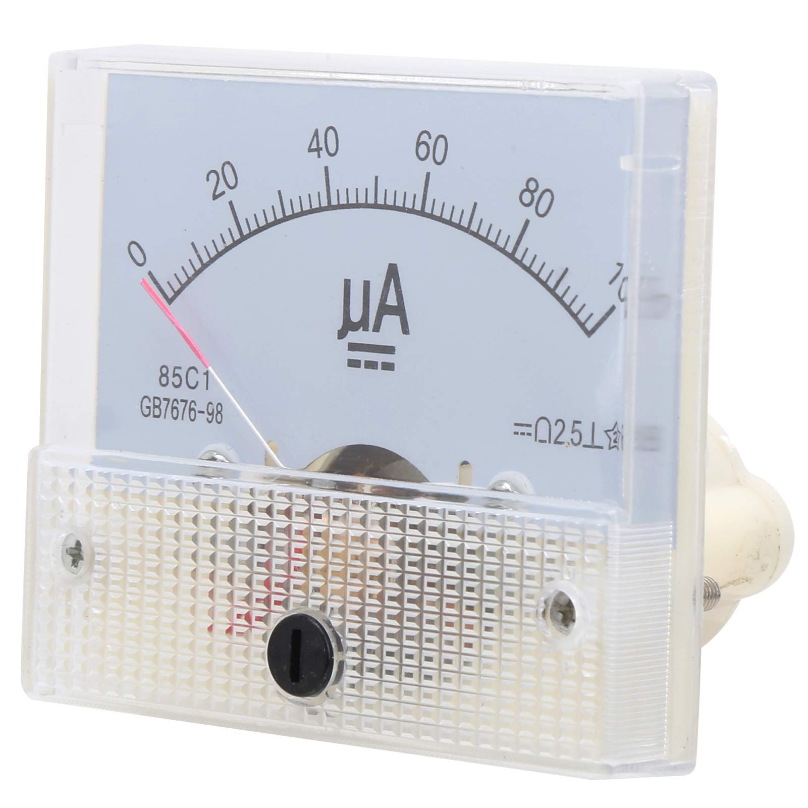 DC Pointer Ammeter, 85C1 DC 0 to 100UA Pointer Type Ammeter Analog Current Panel Meter Measuring Instrument