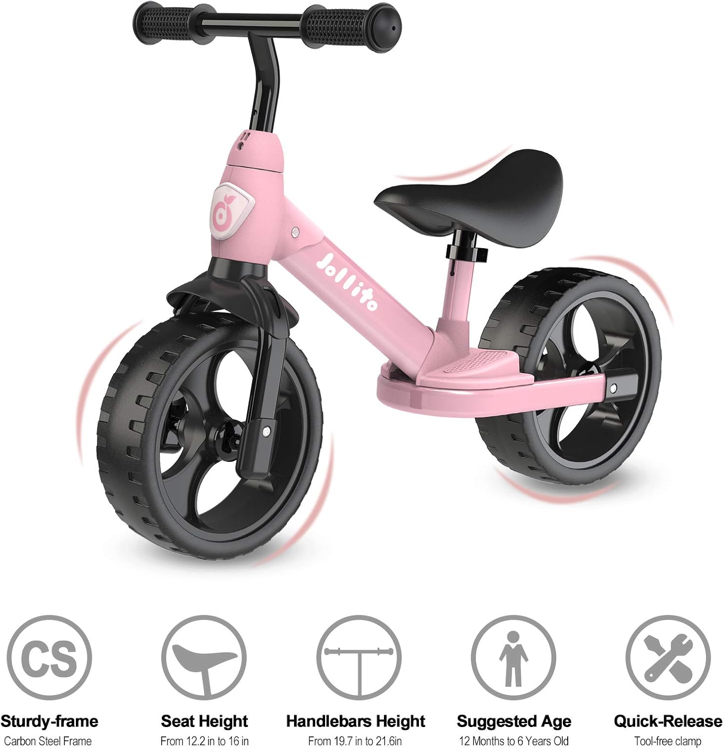 Jollito Balance Bike, Adjustable Seat and Handlebar Kids Balance Bike for 2,3,4,5,6 Years Old, No-Pedal Toddler Training Bike with Footrest: Sports & Outdoors