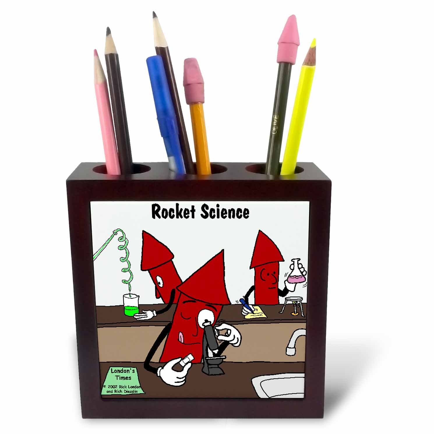 3dRose Rocket Science-Tile Pen Holder, 5-Inch (Ph_1832_1), 5 Inches