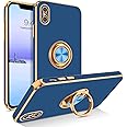 BENTOBEN for iPhone Xs Case, Phone Case iPhone X, Slim Fit Kickstand Ring Holder Design Shockproof Protection Soft TPU Bumper Drop Protective Girls Women Boys iPhone 10 5.8" Cover, Deep Blue/Gold