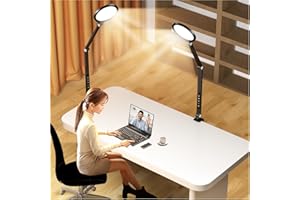YAYUSI Desk Ring Light for Video Conference Lighting, Zoom Lighting for Computer with 15W I 3000-6500K I Soft on Eyes I Video Calls Task Workbench Drafting Remote Work, Swing Arm Desk Lamps for Home Office