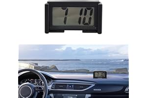 Augeny Mini Car Digital Clock, Adhesive Electronic Small Clock with Clear LCD Screen Bracket Function, Auto Digital Clock Stick On Dashboard, Universal Vehicle Clock Accessories (Black)