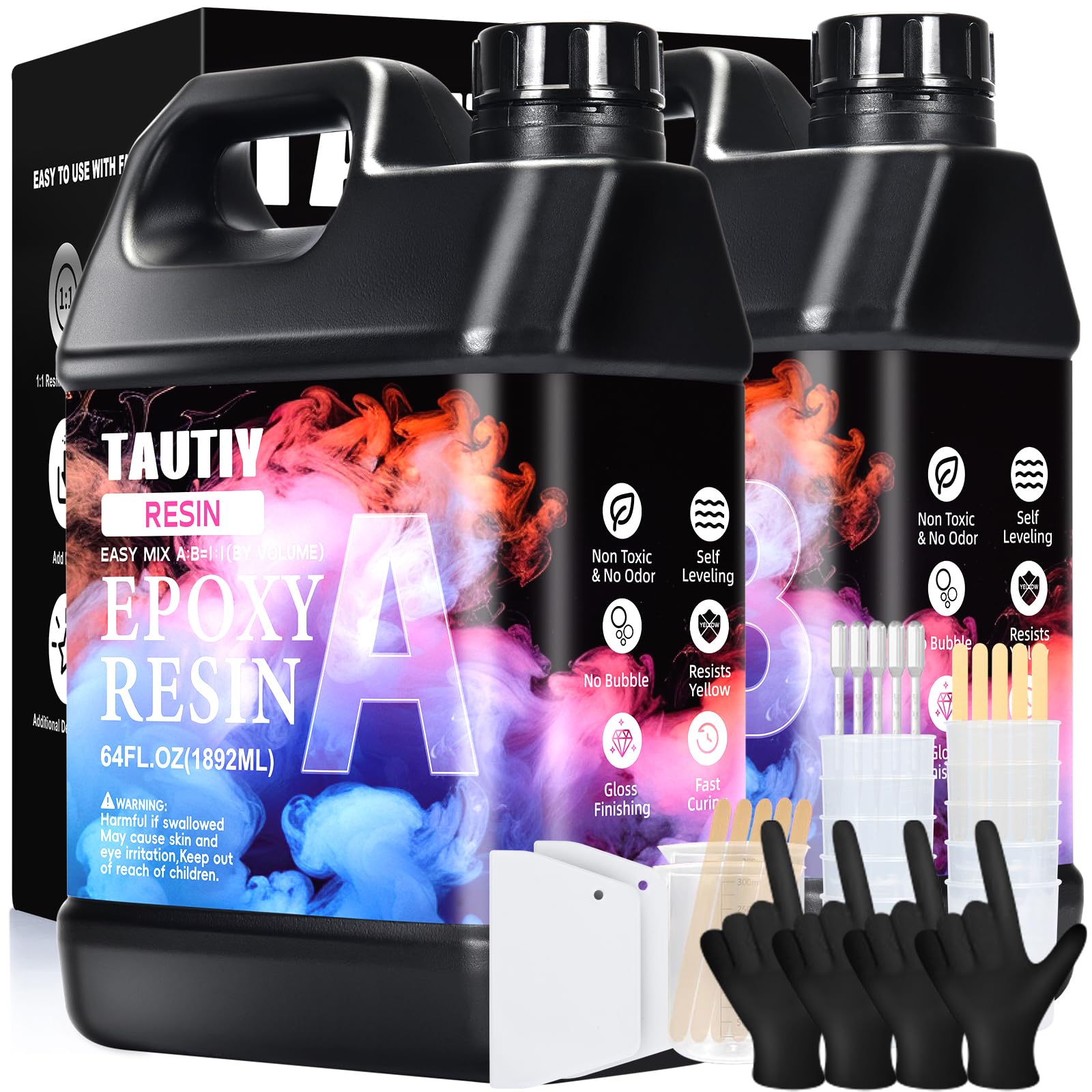 Photo 1 of Epoxy Resin,1 Gallon Crystal Clear Epoxy Resin Kit, High-Gloss & Bubbles Free Resin and Hardener Kit, Art Resin Casting Resin for Art Crafts, Jewelry Making, Wood & Resin Molds