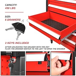 DNA MOTORING 5-Drawer Rolling Tools Chest, Rolling