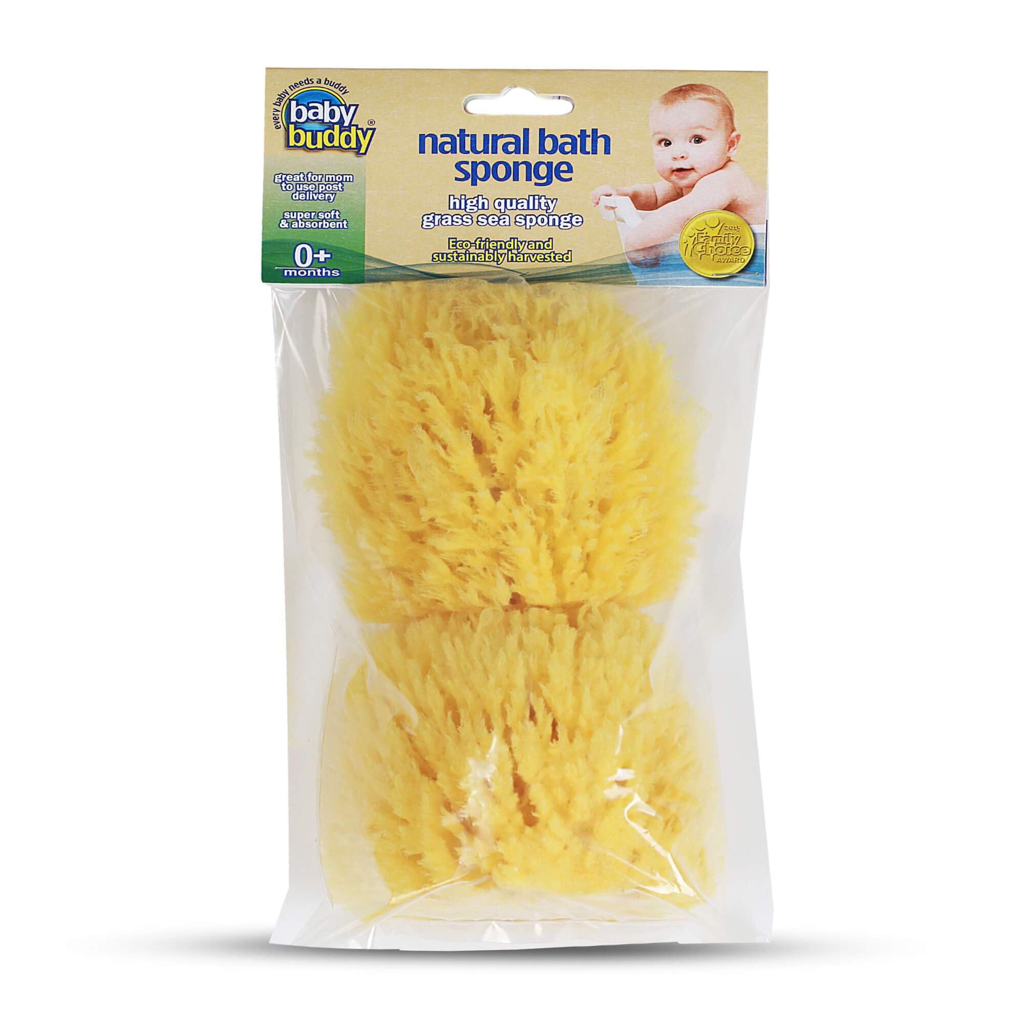 Baby BuddyNatural Grass Sea Sponge, Newborn Bath Time Essential, Textured for Exfoliation, Hypoallergenic, 2 Count