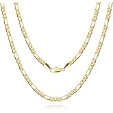 CHENETOILE 14K Gold Figaro Chain for Women 5MM Gold Chain Necklace for Men Italian Craftsmanship Stackable 20 Inch
