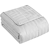 yescool Weighted Blanket for Adults (15 lbs, 48" x 72", Light Grey Stripes) Heavy Blanket for Sleeping Perfect for 160-180 lbs, Twin Size Breathable Blanket with Premium Glass Bead, Machine Washable