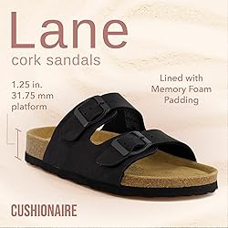 CUSHIONAIRE Lane Cork Footbed Sandals for Women