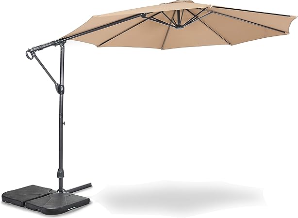Amazon Com Home Zone Living 10ft Offset Cantilever Patio Umbrella Instant Up Down Design Crank Free 360 Degree Swivel Uv Water Resistant Patio Lawn Deck Backyard Garden Spa Pool Ready