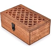 NIRMAN Mango Wood Decorative Wooden Box with Hinged Lid Wooden Storage Box, Decorative Bo xes With Lids (8" x 5" x 3")