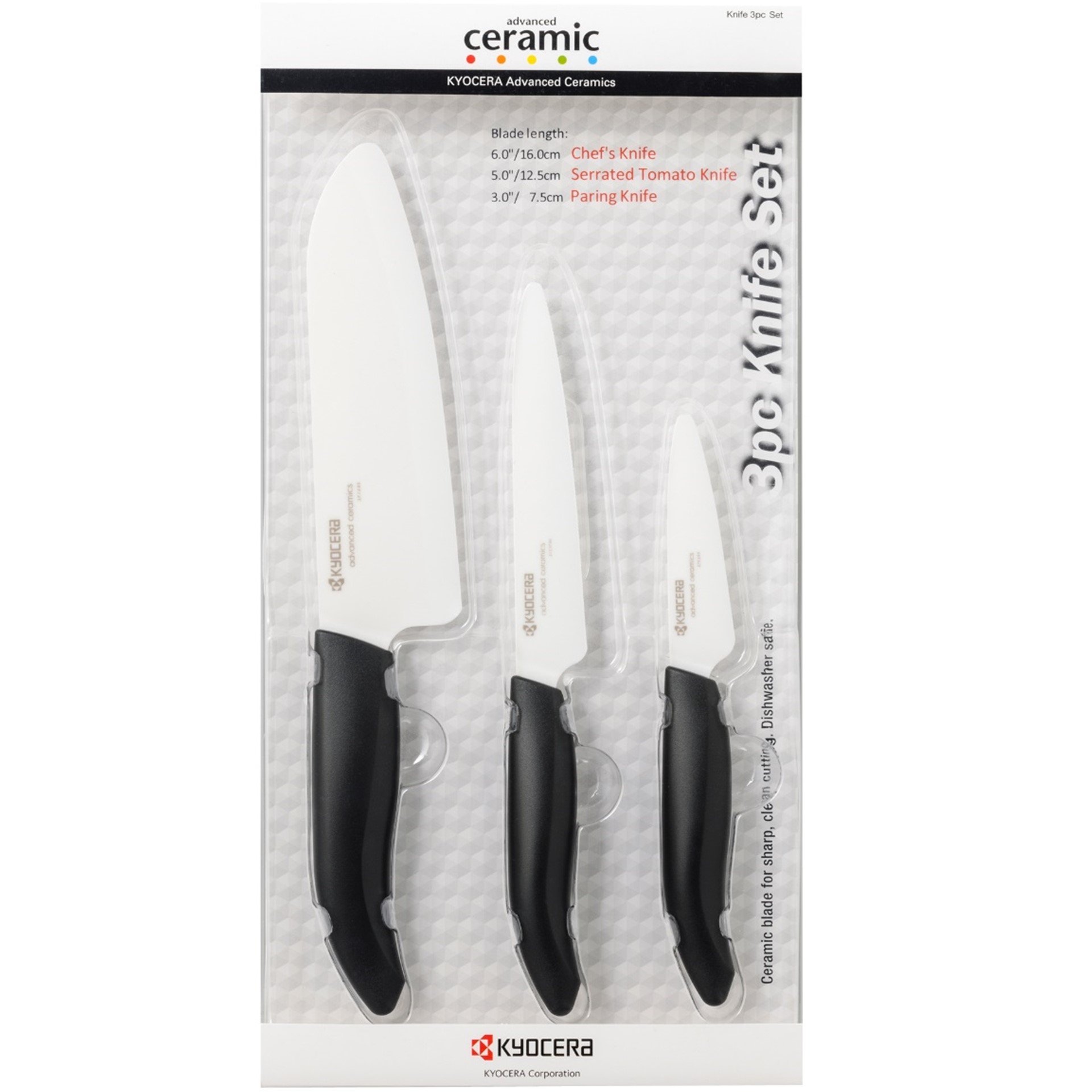 Kyocera Advanced Ceramics Revolution Series 3Piece Ceramic Knife Set
