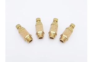 IVLPHA Pneumatic Air Muffler, Sintered Bronze Brass Exhaust Muffling Throttle Valve 1/8" Male NPT Pneumatic Silencer Air Flow Exhaust Speed Control Muffler Filter (Pack of 4)