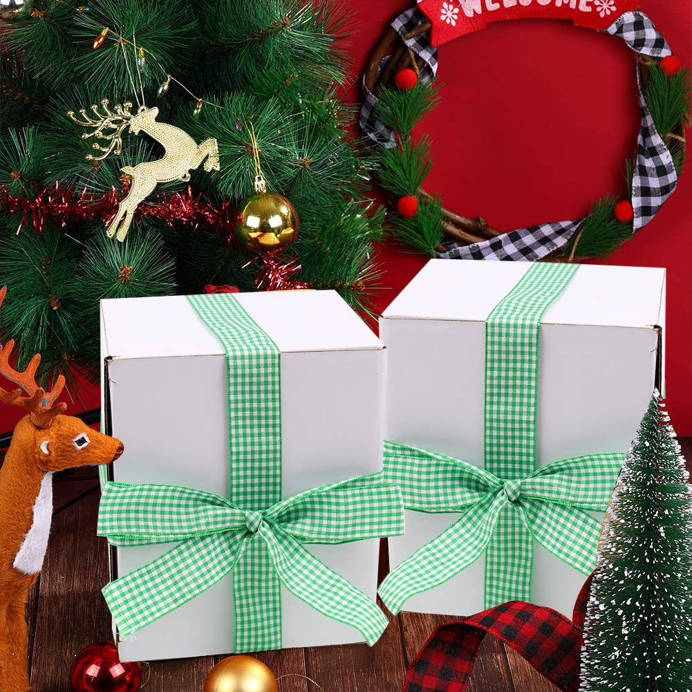 Buffalo Ribbon Decoration-25 Yards ×1 Inch Green Gingham Ribbon, Decorate Your House,Staircase and DIY Any Kind of Style You Like