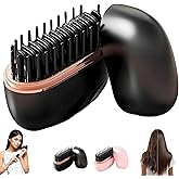 Mini Hair Straightener, Rechargeable Wireless Portable Hair Straightener Brush, 3-Speed Temperature Control, Rapid Heating & Anti Scald Shell, Lightweight and Portable for Travel (Black)