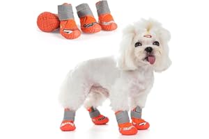 LAKAYA Dog Shoes for Small Dogs, Dog Boots & Paw Protectors with Soft Anti-Slip Rubber Sole, Mesh Breathable Dog Shoes for Winter Snowy Day, Summer Hot Pavement (Orange, 40# (1.4"x1.6")(WxL))