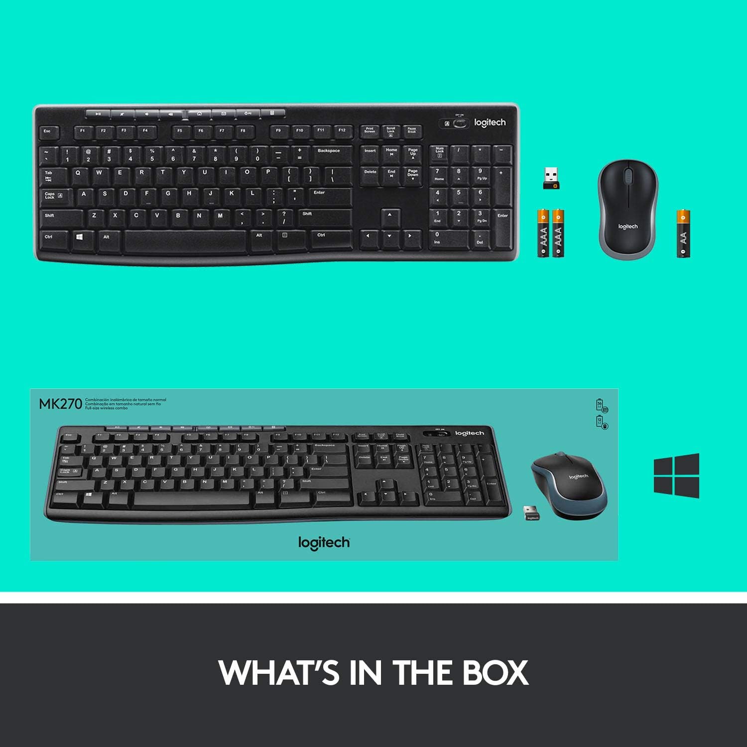 Logitech MK270 Wireless Keyboard and Mouse Combo - Keyboard and Mouse Included, 2.4GHz Dropout-Free Connection, Long Battery Life (Frustration-Free Packaging): Computers & Accessories