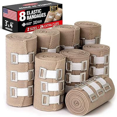 Mighty-X Premium Compression Bandage 8pk 7.5cm & 10cm Reusable Wrap
