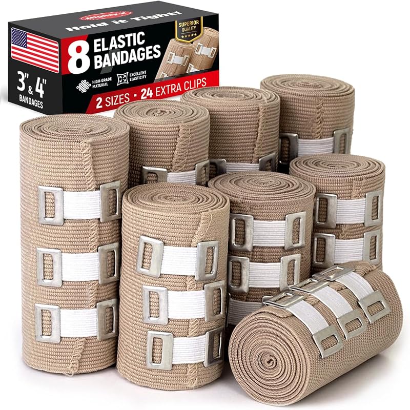 Mighty-X Premium Compression Bandage 8pk 7.5cm & 10cm Reusable Wrap