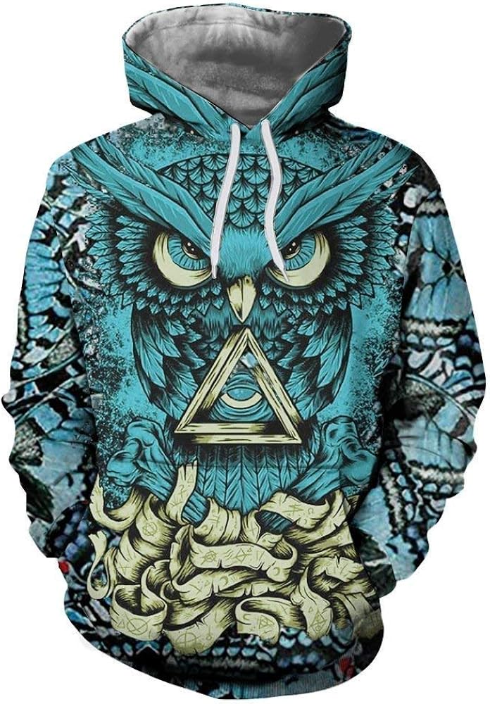 Ladies Unisex Fashion Hoodies Owl Long Sleeves Pattern Simple Glamorous