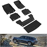 KIWI MASTER Floor Mats & Cargo Mat for 2021-2026 Jeep Grand Cherokee L, OEM Replacement 82216640AA 82216646AA, All Weather Car Mats, Heavy Duty TPE Floor Liners, Front & Rear & Trunk Mat Set, Black