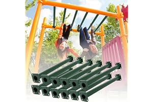 ICokin 16.5" Outdoor Monkey Bars for Backyard - Set of 12,Green Metal Outdoor/Indoor Monkey Bars for Playground Ladder, Climbing or Swing Set - Kit Includes Mounting Plates & Hardware