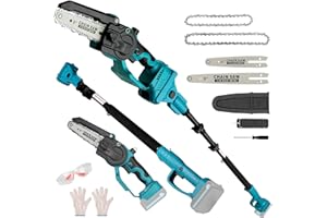 2-in-1 Cordless 8" Pole Saw & Mini Chainsaw Compatible with Makita 18V Battery, Brushless 8 Inch & 6 Inch Electric Telescopin