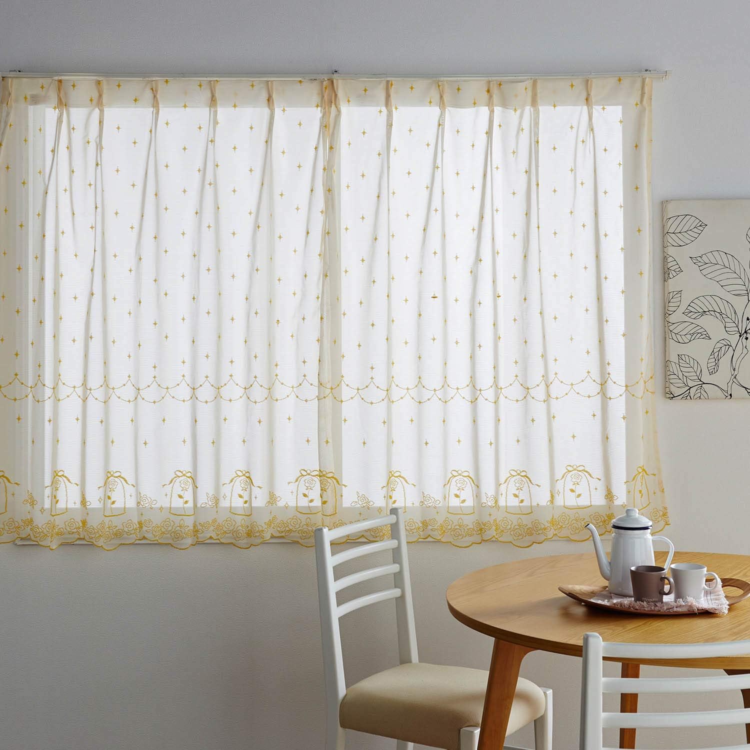 Amazon Co Jp ベルメゾン ディズニー レースカーテン 洗える 美女と野獣 約１００ １８３ ２枚 ホーム キッチン