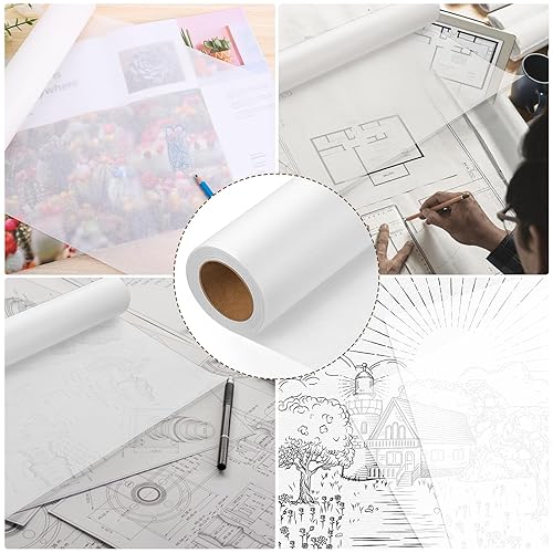 AYESY Rol Traceerpapier, Schets- En Traceerpapier, Witte Traceerpapierrol Voor Technisch Tekenen, Schetsen, Scrapbooking, Verpakking, Naaipatroon En Ambachten - 30 cm x 500 cm
