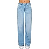 WAX JEAN Women's Low Rise Basic 22-Inch Wide Leg Jeans