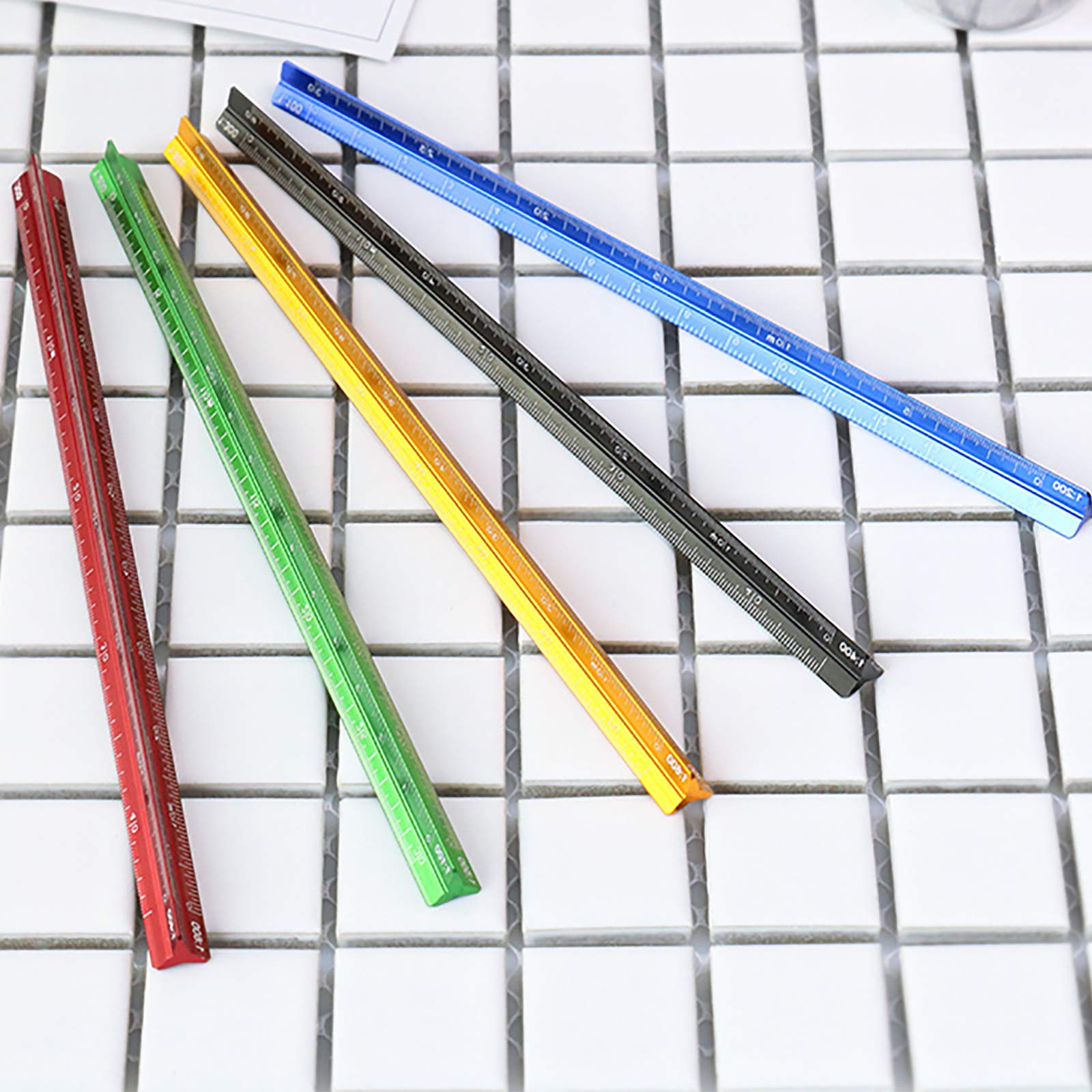 1 PCS Metal Scale Ruler Architects Engineers Triangular Scale Ruler Metric Ruler 15cm Aluminium 1:20, 1:25, 1:50, 1:75, 1:100, 1:125(Blue)