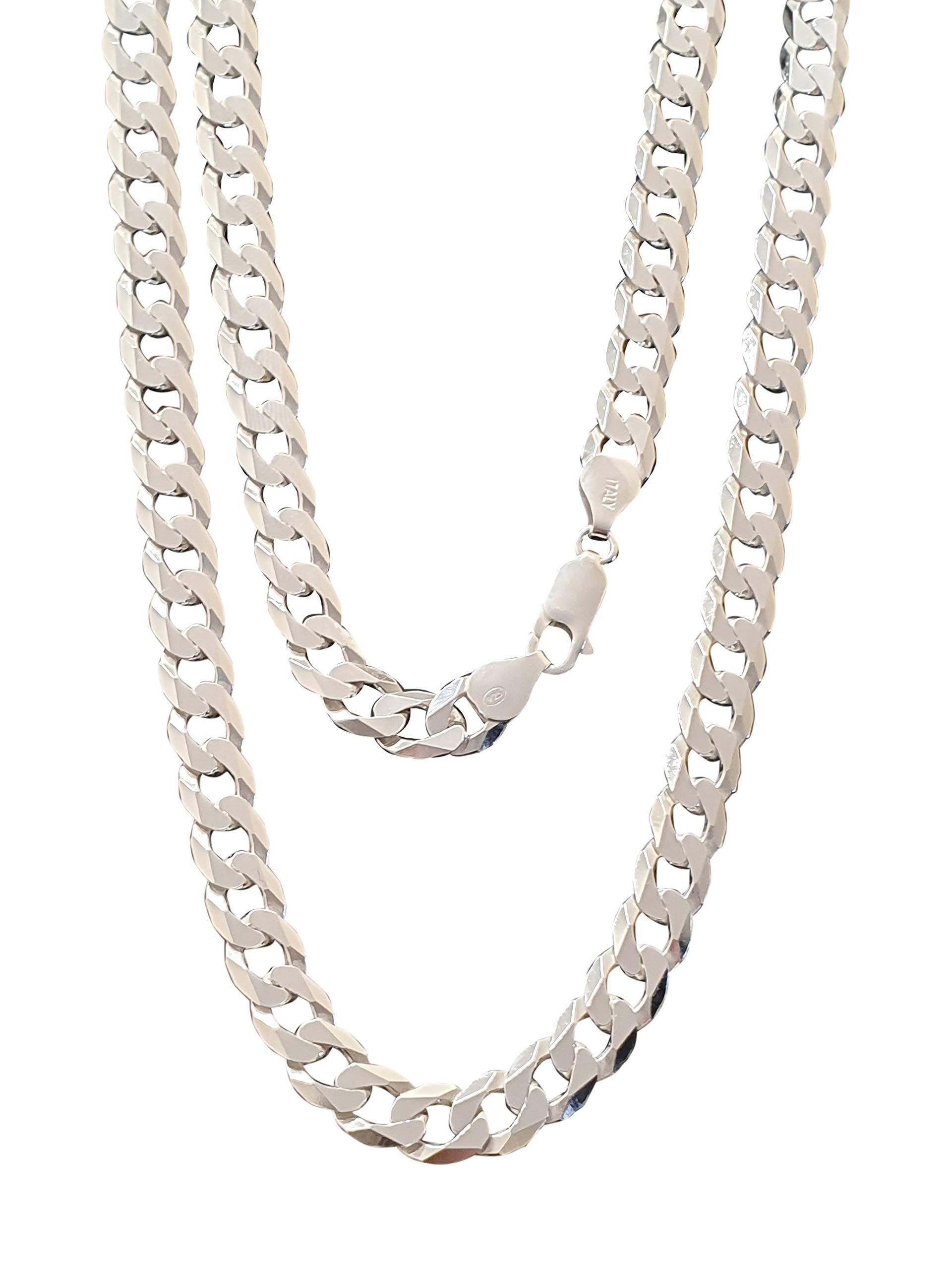 Treasure Bay 8mm Solid 925 Silver Curb Chain for Men Available in 46cm 48cm 50cm 52cm 55cm and 60cm Mens Silver Chain (48)