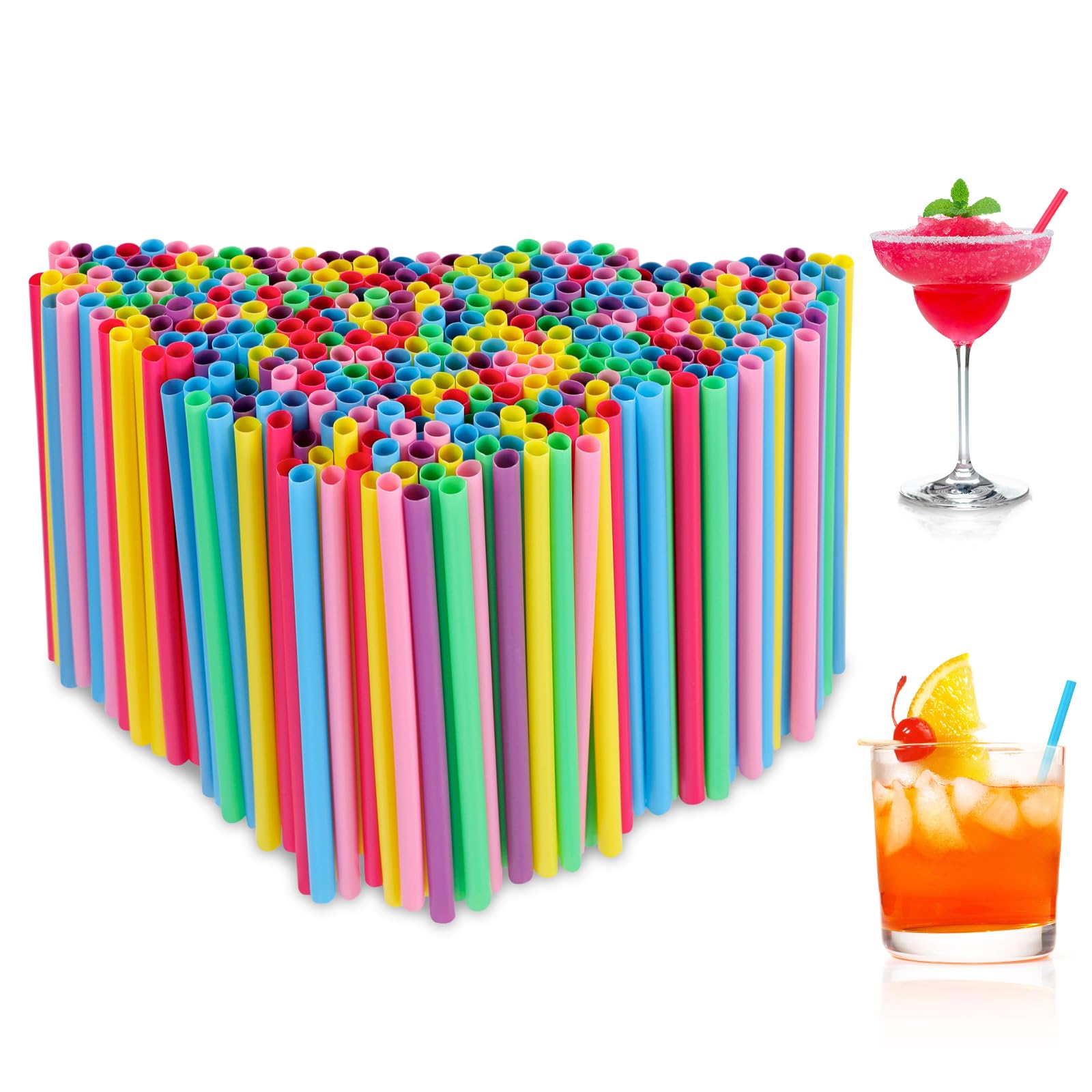 Photo 1 of [500 Pcs] Colorful Disposable Cocktail Short Straws - 5.12'' Long 0.24'' Diameter Plant-Based Drinking Straws for Whiskey Bar Club Coffee Soda Party Cold Drinks