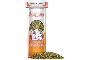Meowijuana Good Vibes Kalico Kush | Valerian Root and Catnip Blend | Large Bottle High Potency Blend | Premium Hand Harvested North American Catnip