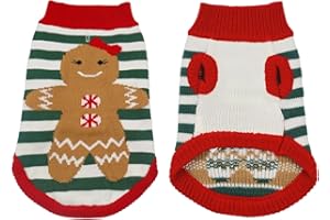 JUST JOLLY Dog Sweaters Pet Christmas Knitted Sweater Gingerbread Girl Jumper Coat for Puppy Sweaters Warm Outfit for Dog Cat (S)