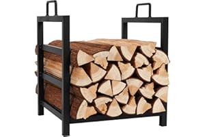 Zettfuly Firewood Rack Indoor Outdoor - Fireplace Wood Log Holder Heavy Duty Metal, Indodor Firewood Holder for Fireplace Wood Storage, 16 inch