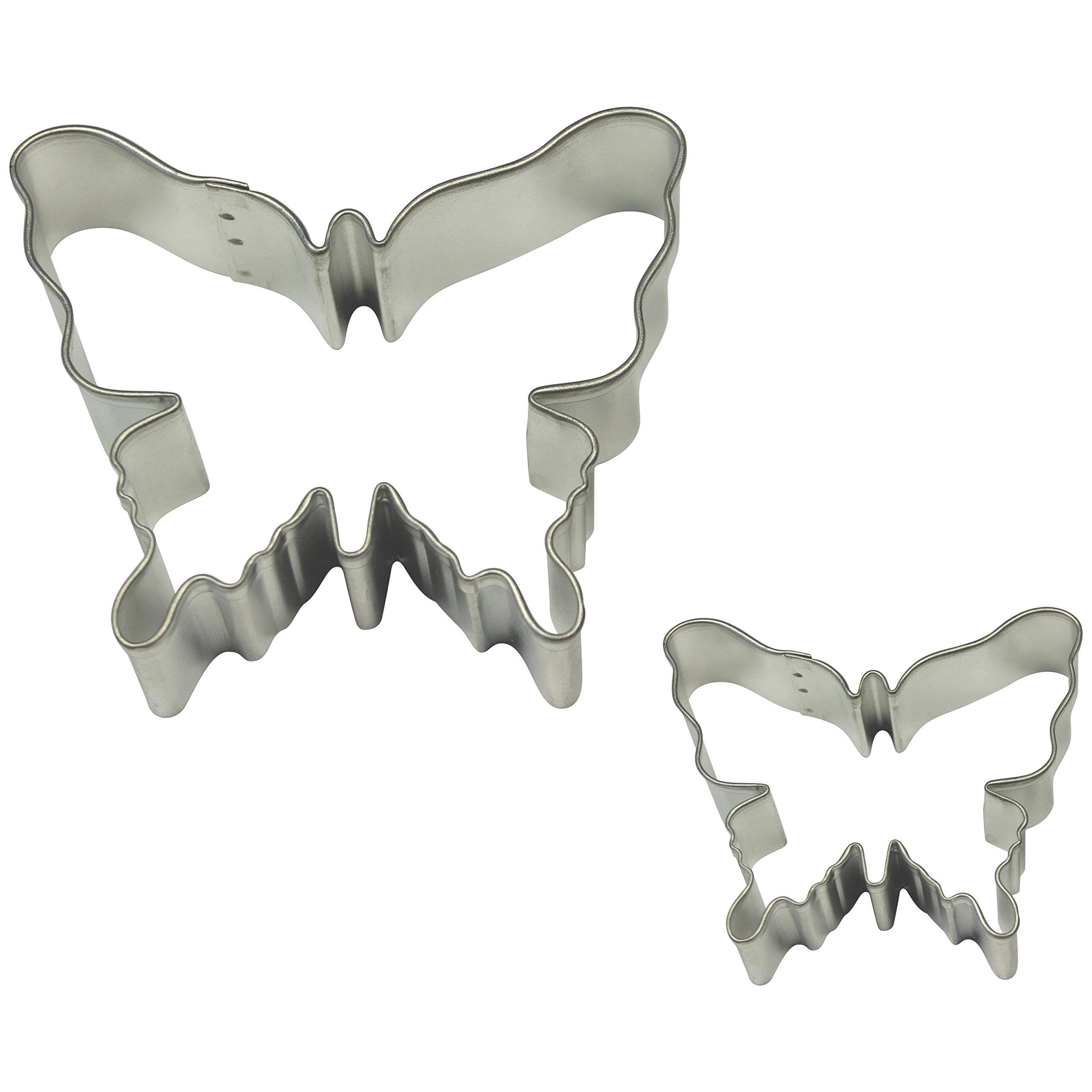 PME Butterfly Cookie and Cake Cutters, Small and Large Sizes, Set of 2, Silver