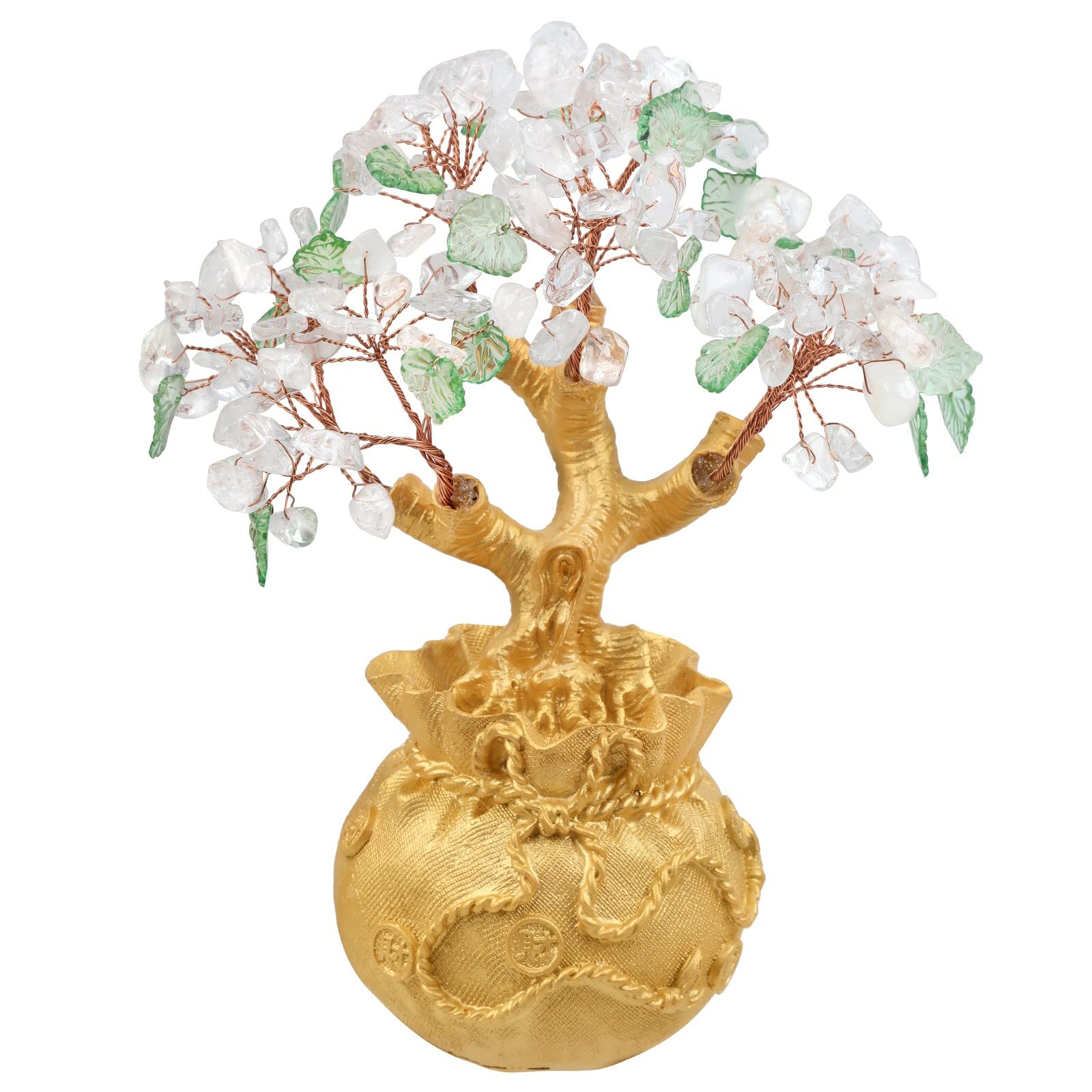 KYEYGWO Rock Crystal Money Bag Tree Bonsai Tree Feng Shui Decoration Reiki Healing Crystal Stone Office Home Table Decoration Wealth and Good Luck