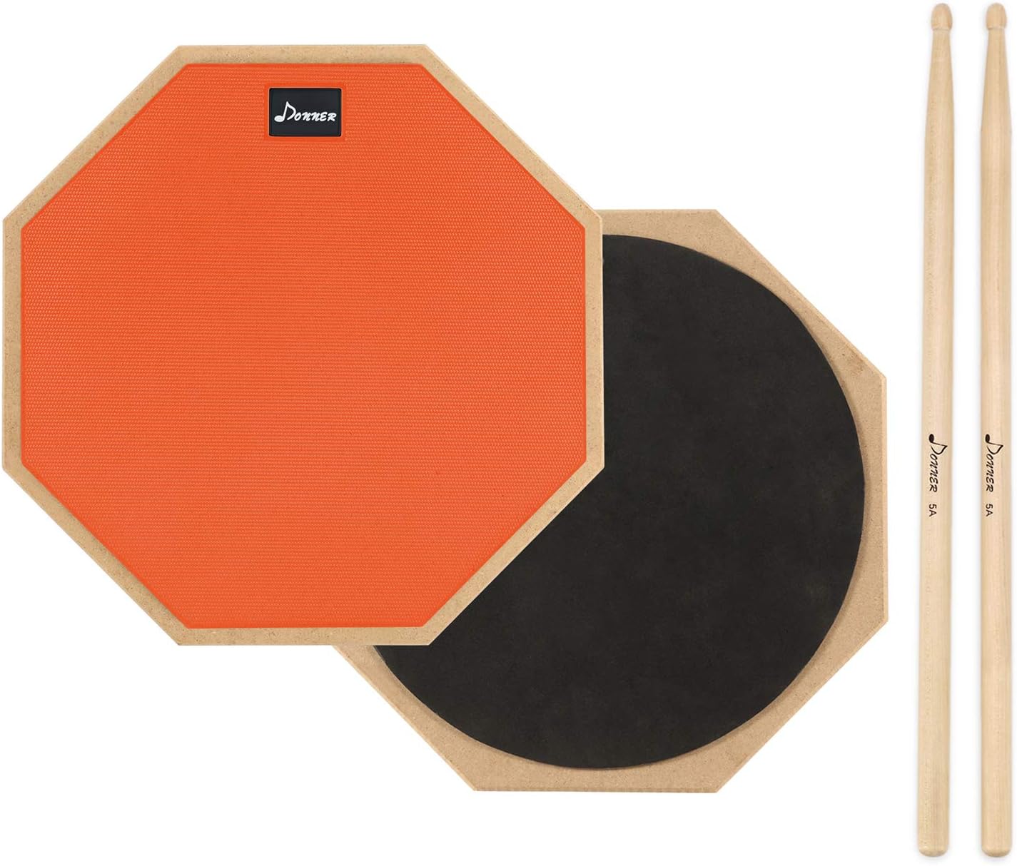 Donner Practice Pad Drum Übungspad 12 Zoll/30.48cm mit Drumsticks